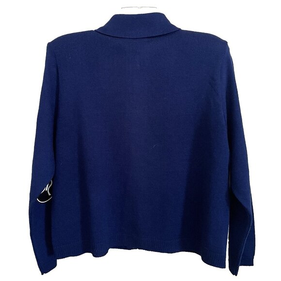 Vintage San Remo Navy Red Zip Knit Cardigan Sweater Jacket Large Rockabilly NWT - Picture 2 of 7